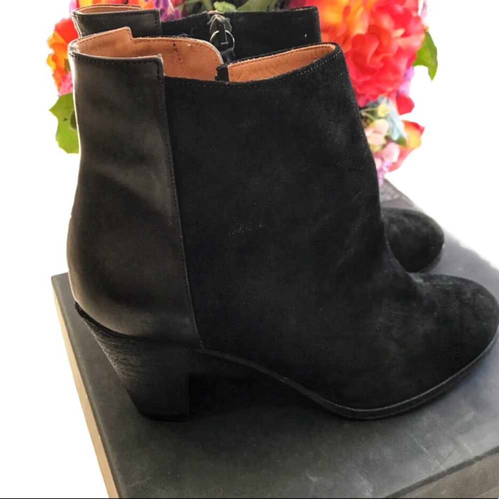 Brand New Black Leather and Suede Ankle Bootie